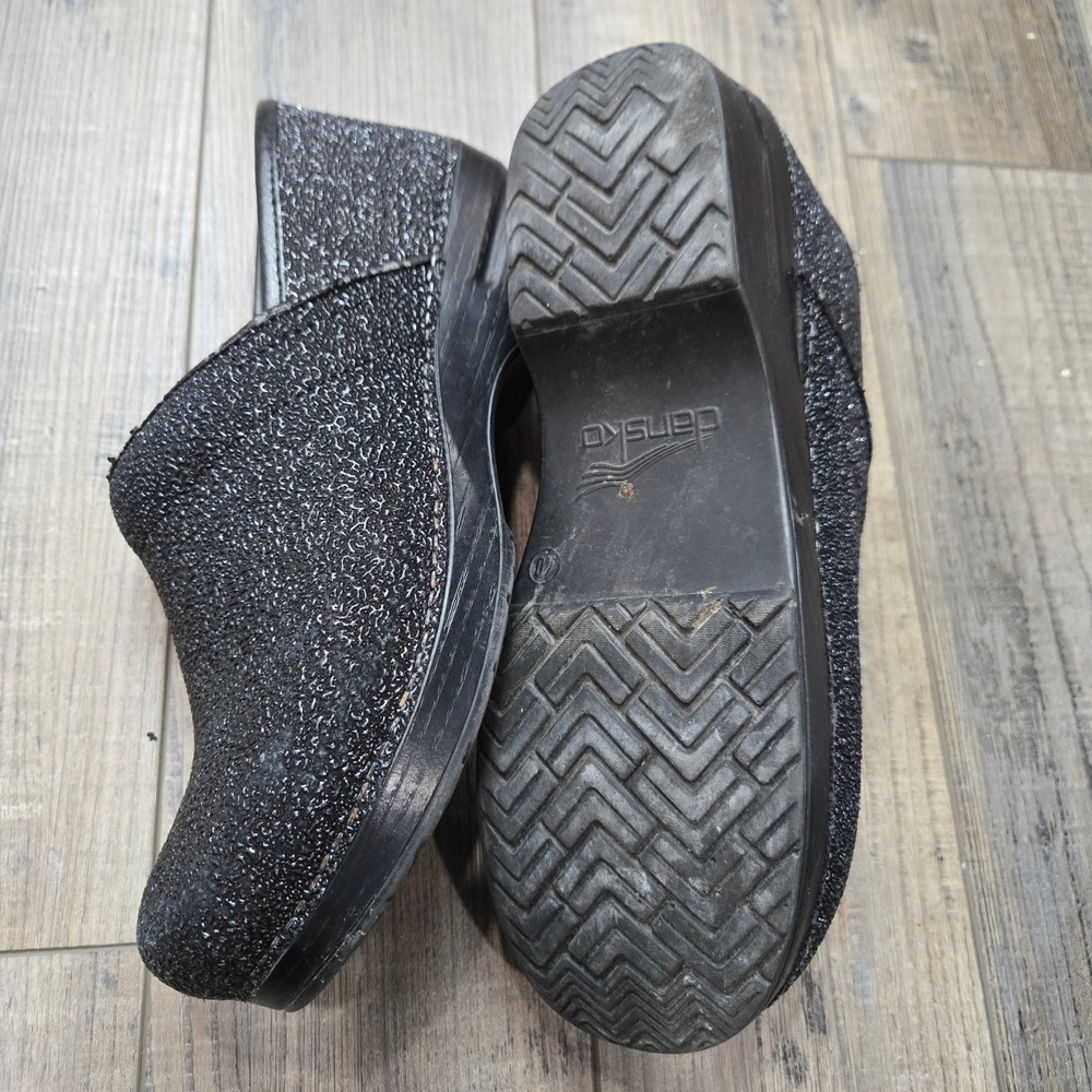 Dansko Professional Black Glitter Stingray Textured Leather Clogs 9.5 40 Comfort - Picture 6 of 6